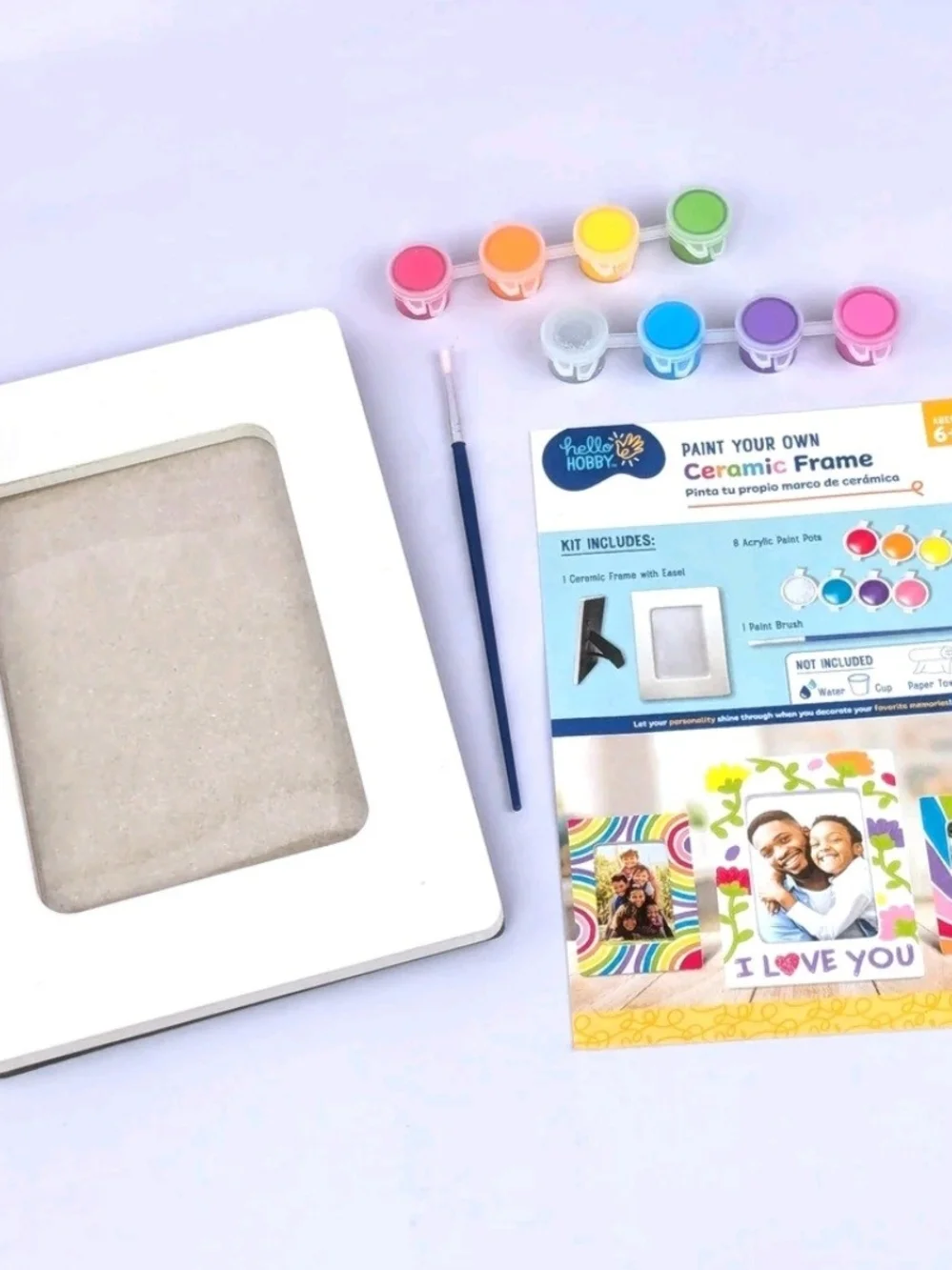 Paint Your Own Ceramic Frame - Multicolor Rainbow Design